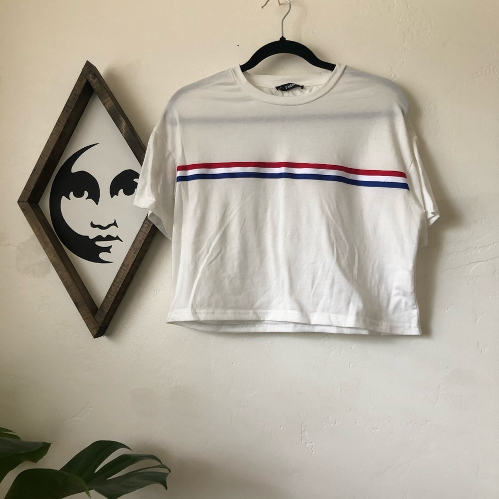 White Striped Crop Top